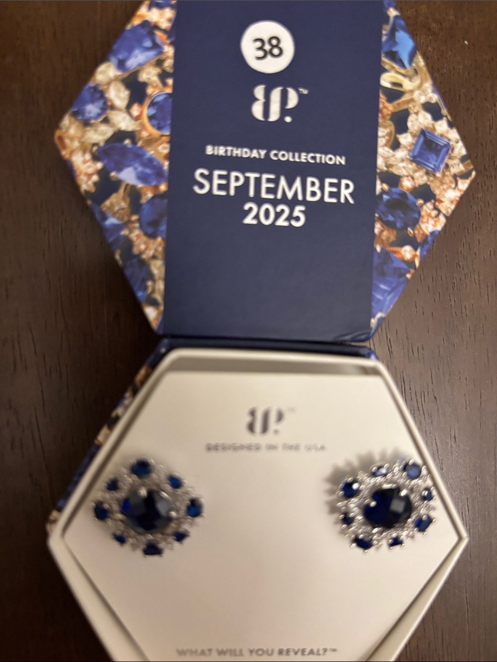BNIB bomb party, rhodium, plated lab created sapphire earrings